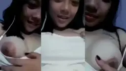 Gadis Muda Digoyang Payudara Montok Dengan Puting Coklat Menggoda