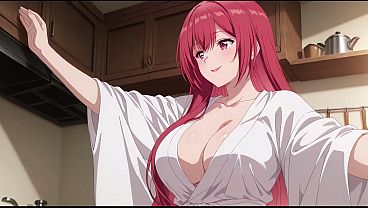 Anak Tiri Pulang Cepat, Lihat Istri Bokap Masak Pake Jubah Tipis. Kureha Enomoto Cosplay Mesum Bikinan Ai.
